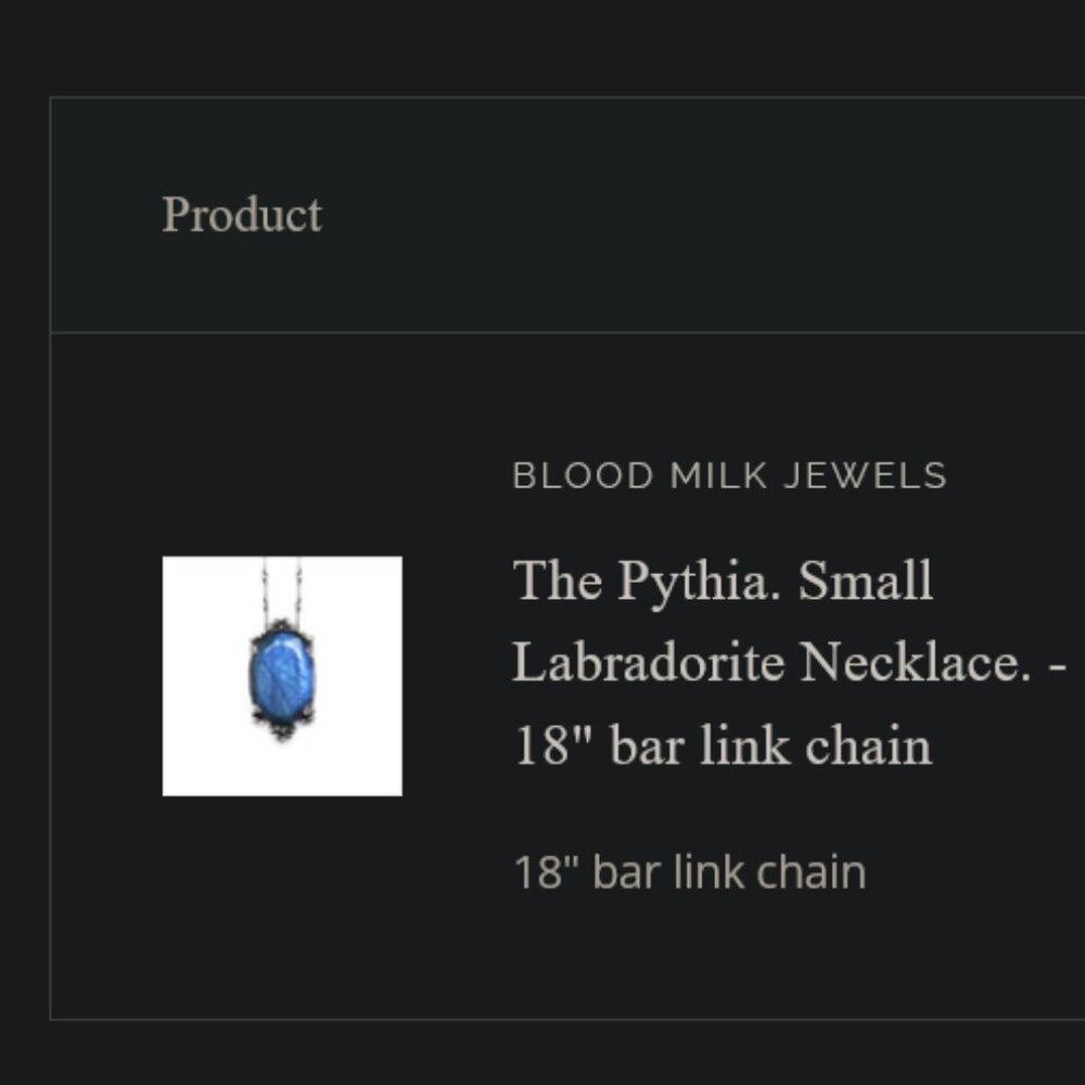 Bloodmilk The Pythia. Small Labradorite Necklace - Picture 8 of 8
